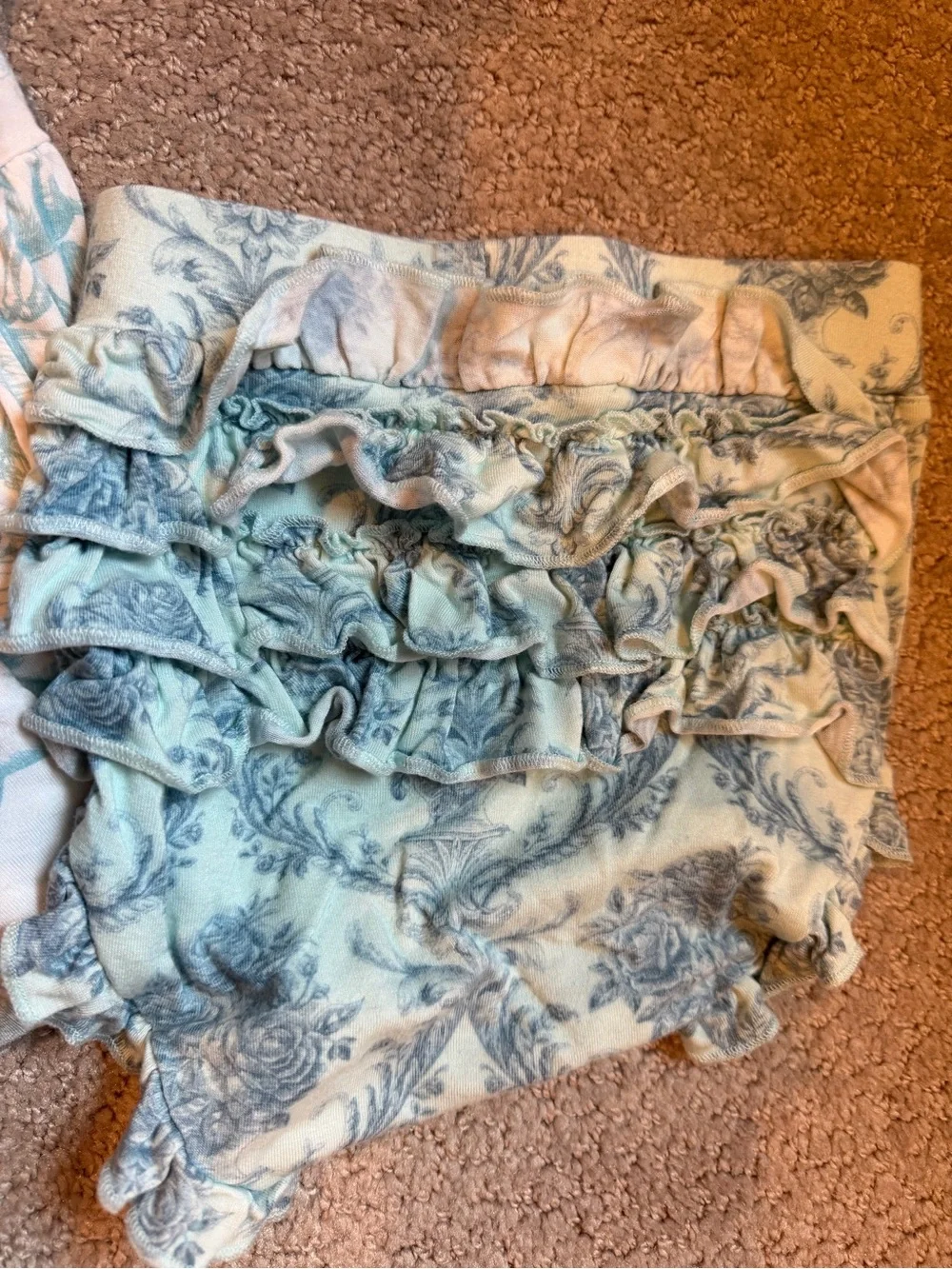 Posh Peanut Aqua Floral Ruffle Bummie Set